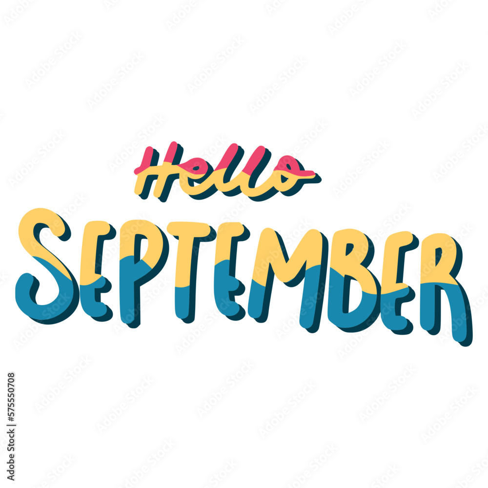 Hello September Lettering Sticker. Autumn Lettering Stickers