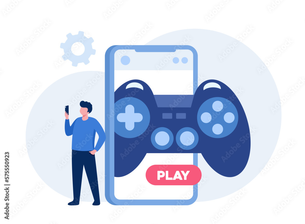 Play games with gadget, gamer, video game, e-sport. Entertainment flat  vector illustration Stock Vector | Adobe Stock