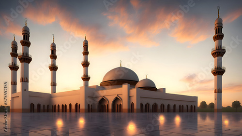 Beautiful Traditional Islamic Mosque Architecture Generative AI