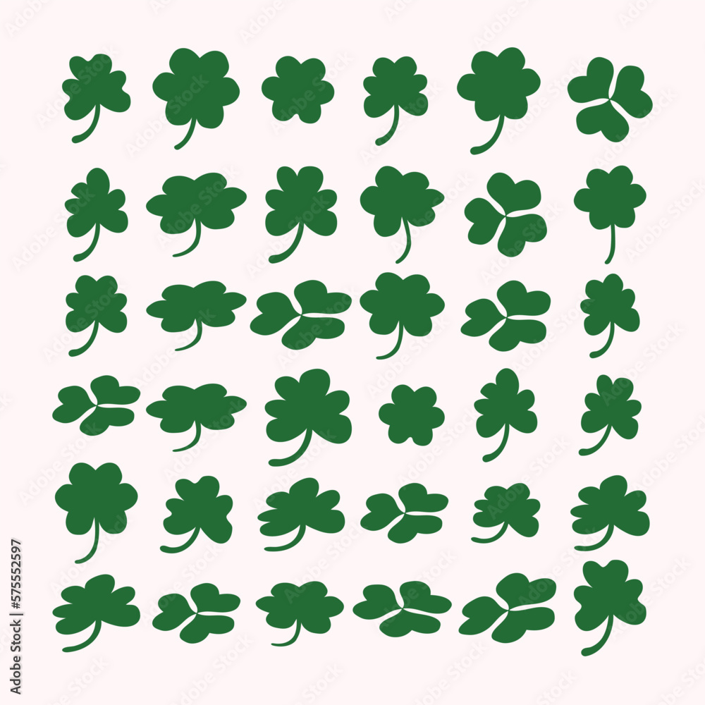 set of Shamrock lucky clover St. patrick’s day trefoil Irish vector.four leaf linear holiday symbol. design element for sticker, logo, icon, t-shirt, banners, prints. set of Shamrock lucky clover St. patrick’s day trefoil Irish vector.four leaf linear holiday symbol. design element for sticker, logo, icon, t-shirt, banners, prints.