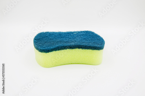 dishwashing sponge on white background
