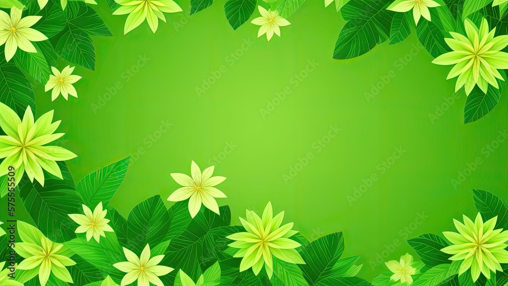 Green plant leaves background, floral pattern for wallpaper