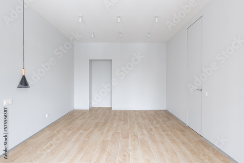 Empty gray room ready for people to move in