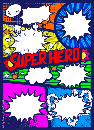アメコミ風コマ割り素材 pop art comics book magazine, speech bubble, balloon, box message