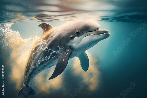 A Majestic Dolphin Swimming in the Ocean