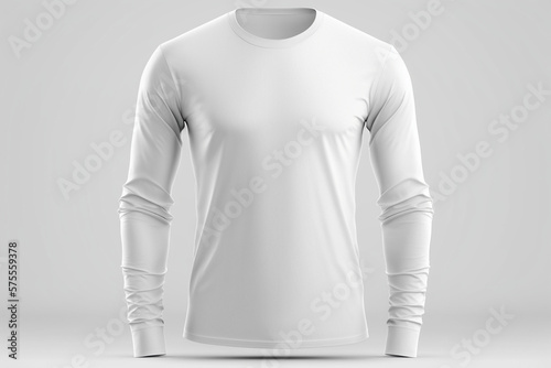 A Stunning Blank White Long Sleeve T Shirt Mockup Template on White Background
