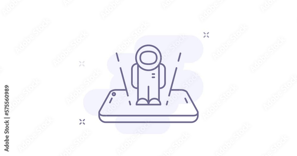 augmented reality animated outline icon on white. astronaut hologram on smartphone 4k video line illustration motion design for web, mobile and ui design. augmented reality animated outline icon on white. astronaut hologram on smartphone 4k video line illustration motion design for web, mobile and ui design.
