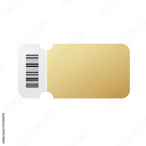 Gold voucher with barcode. Promotion sticker for business discount