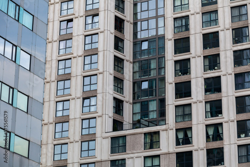 Facade of modern residential building in Rotterdam, Netherlands