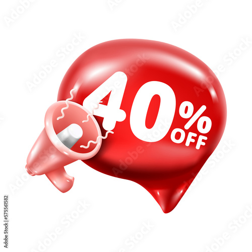 3d speech bubbles tags and megaphone with discount off 40 percent.