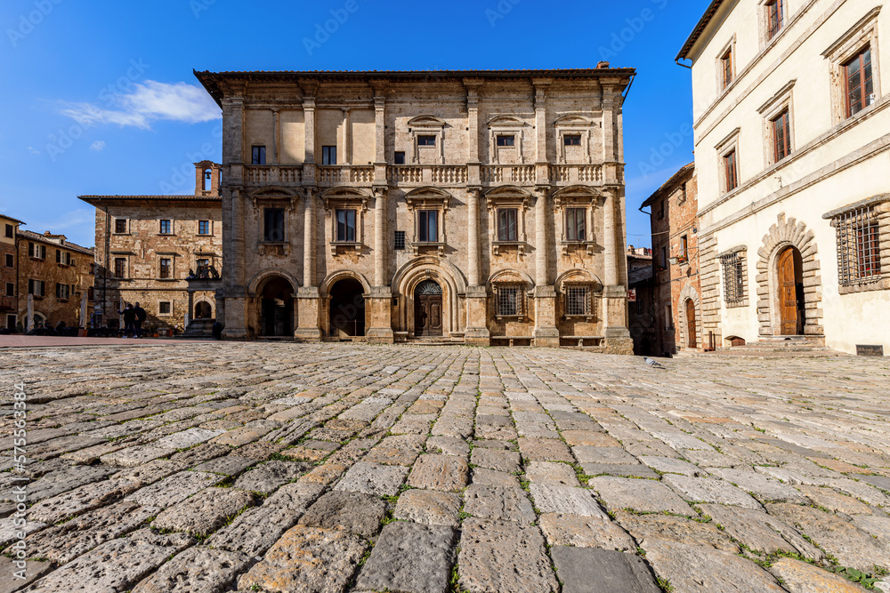 Palazzo Tarugi on the Piazza Grande in Montepulciano in the Val d'Orcia in Tuscany, Italy.