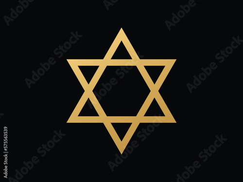 Golden star of david. Yellow religious hexagram