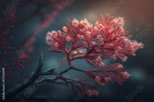 Mystical Kadupul Flower Tree  Crimson Glowing Blossoms on Branch