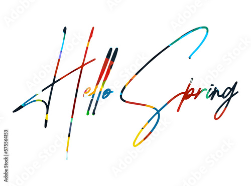 Hello Spring lettering phrase on blank background. Modern calligraphy inspirational quote. Vector illustration.  © Mehmet