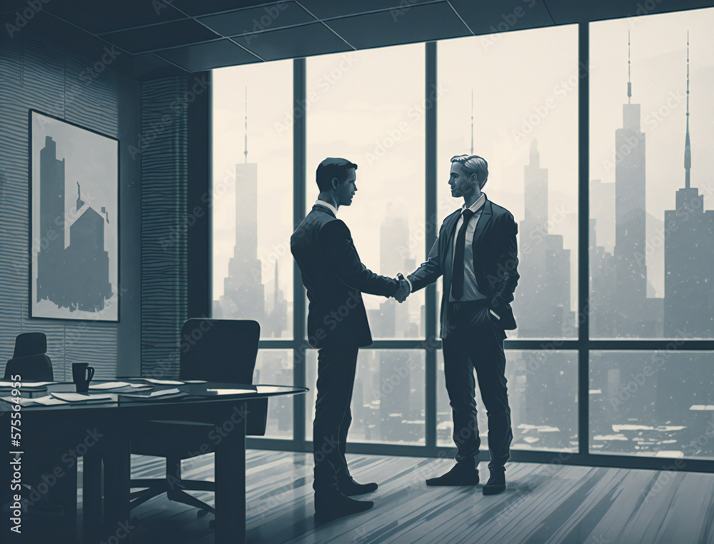 Business handshake, agreement and partnership, two people shaking hands in a professional setting Business handshake, agreement and partnership, two people shaking hands in a professional setting
