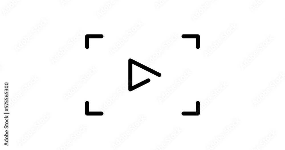 play button animated outline icon on white background. play button 4k video animation for web, mobile and ui design