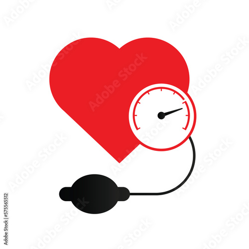 Red heart with pressure measurement sensor