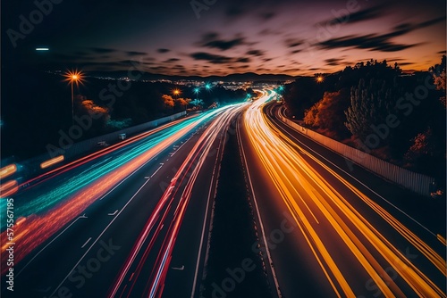 Road lights on autobahn photo