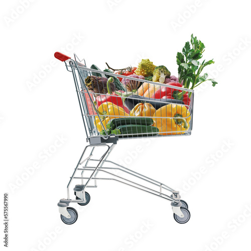 Canvastavla Shopping cart full of fresh vegetables