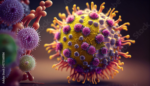 Pathogenic bacteria and viruses , Microscopic microbes that cause infectious diseases , Viral and bacterial infections photo