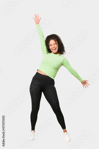 Young african american woman full body isolated