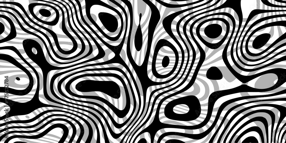 Obraz premium Black wavy lines and shapes, abstract vector background, creative pattern