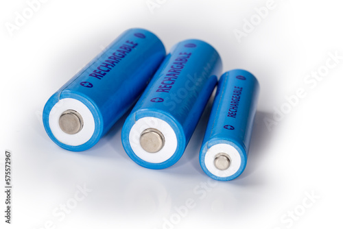 Rechargeable nickel metal hydride batteries different sizes close-up