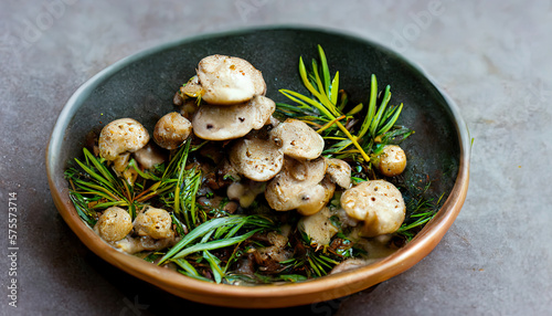 Top view food arrangement with mushrooms. Generative Ai