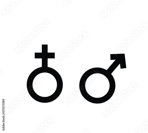 Black gender symbols. Male and female gender relationship