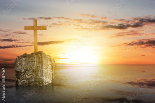 Christian Cross on the lake