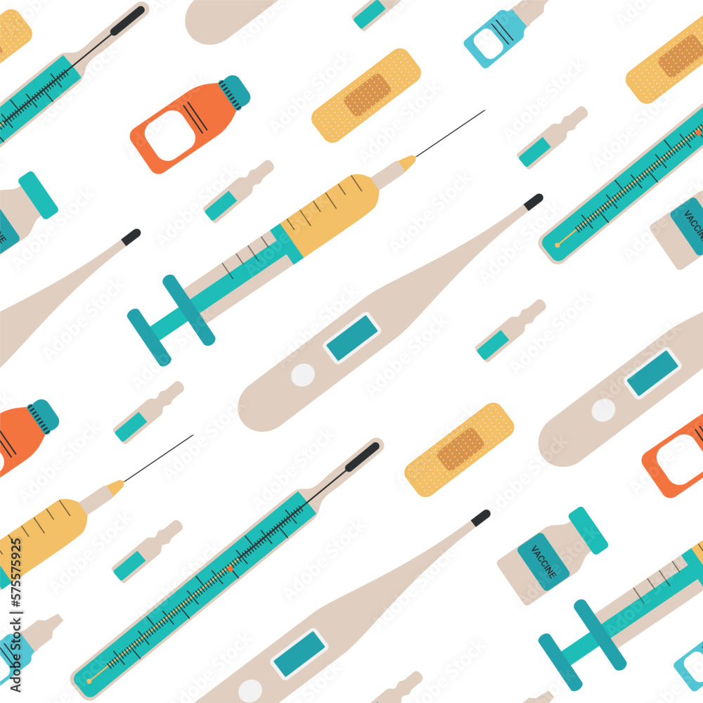 Seamless pattern of medical devices. Vector illustration on a white background. Seamless pattern of medical devices. Vector illustration on a white background.