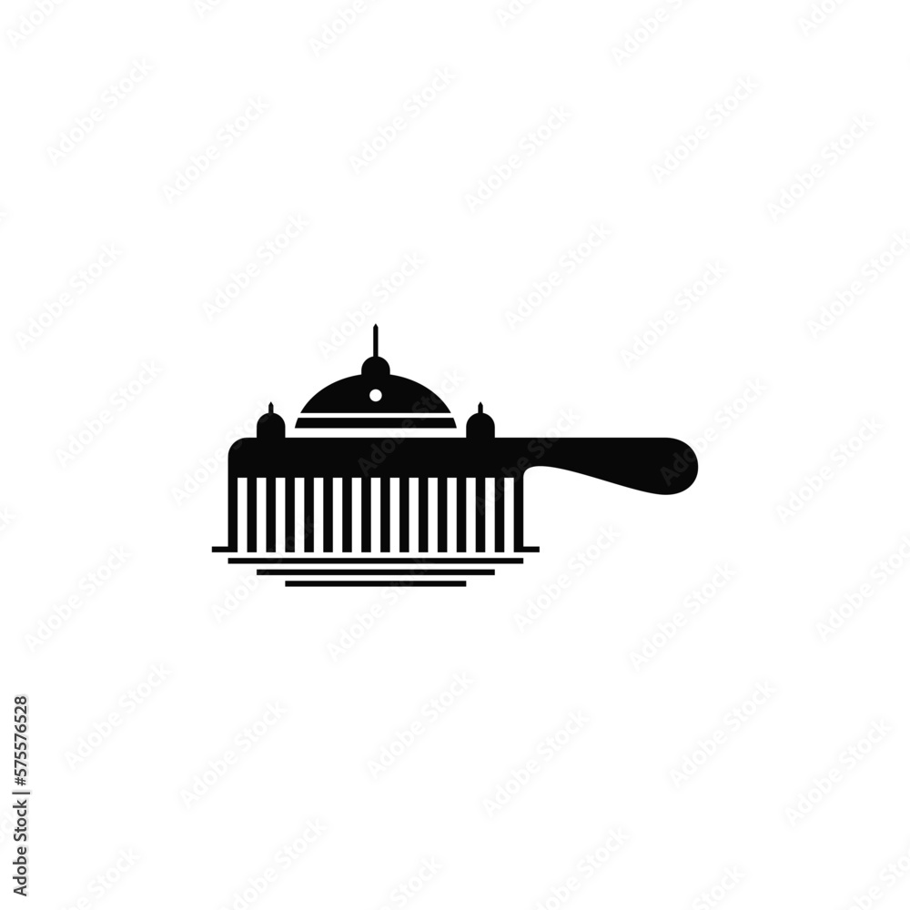 Comb hair combination with building. Company logo design.