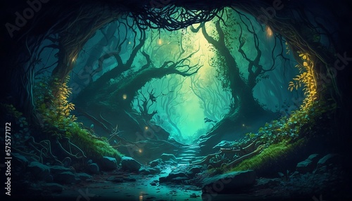 A mystical forest, generative ai