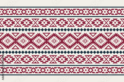 Ethnic aztec geometric tribal native american red pattern