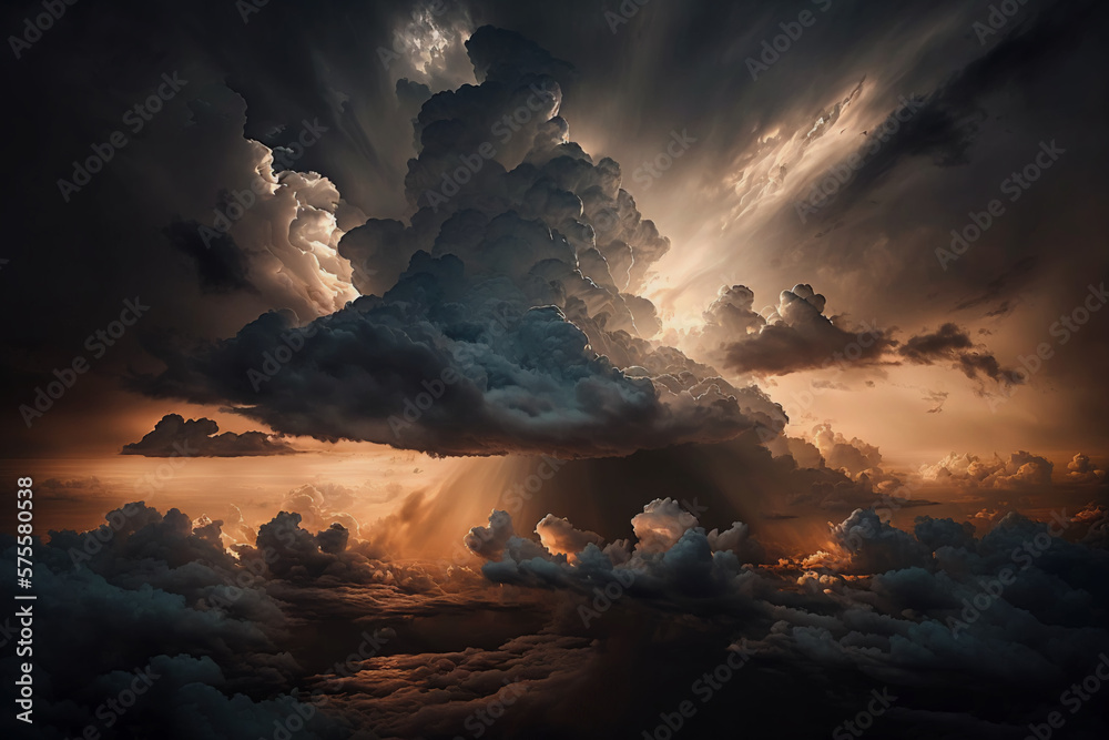 Background of a cloudy sky with colorful light