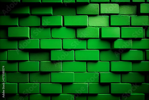 Dark green color block brick wall texture pattern for  St. Patrick's Day card background also have copy space for text