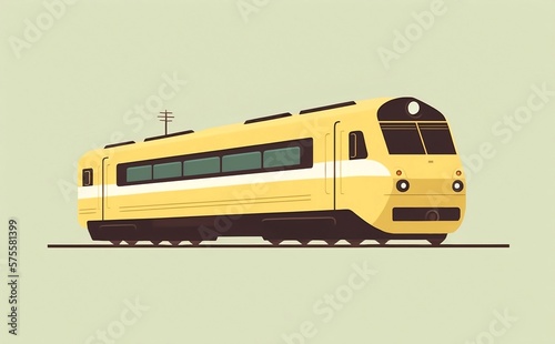 Yellow train flat colorful illustration. Generative AI technology.