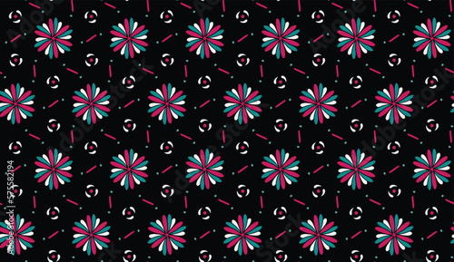 Geometric ethnic pattern seamless flower color. seamless pattern. Design for fabric,curtain,background,carpet,wallpaper,clothing,wrapping,Batik,mandalas,fabric,Vector illustration. pattern style.