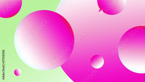 Abstract liquid fluid circles pink, red , and green color background with copy space. 3D sphere shape pastel color design. Creative minimal bubble trendy gradient template. illustration