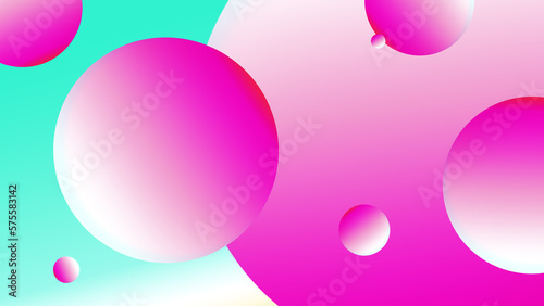 Abstract liquid fluid circles pink, red , and green pastel color background with copy space. 3D sphere shape pastel color design. Creative minimal bubble trendy gradient template. illustration