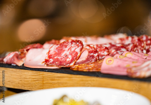 Closeup of assortiment of italian meat appetizers