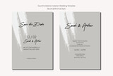 Save the date and wedding invitation modern card template with brush stroke and minimal style.
