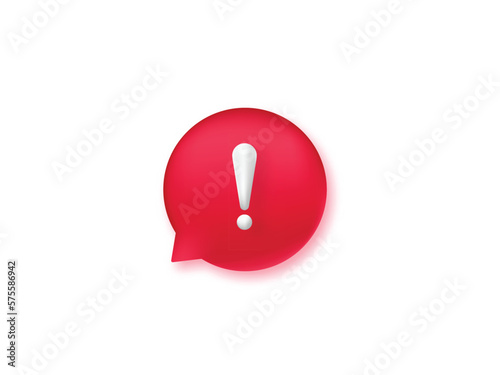 Red speech bubble with an exclamation point