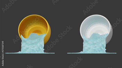 element of gold and silver bowl with water thai culture from image traced 3d. songkran festival thailand travel.