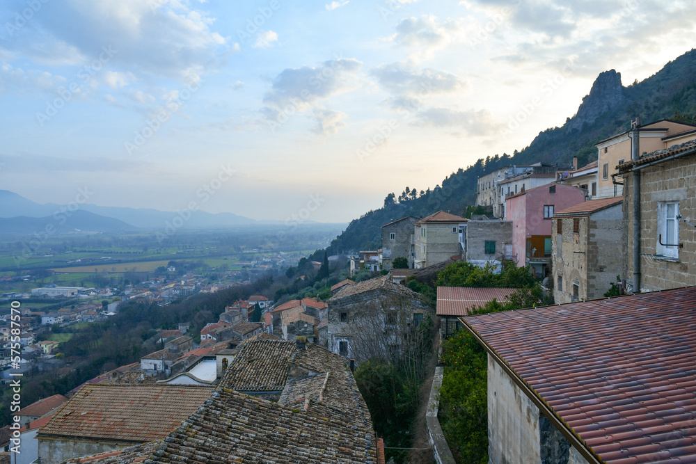 Panoramic view of Pietravairano, a village of Caserta province, Italy.