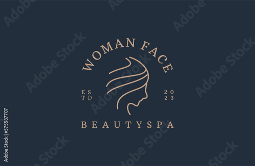 Woman salon with gold colors logo design Premium and luxury .