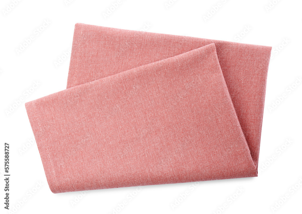 Stylish color fabric napkin isolated on white, top view Stylish color fabric napkin isolated on white, top view
