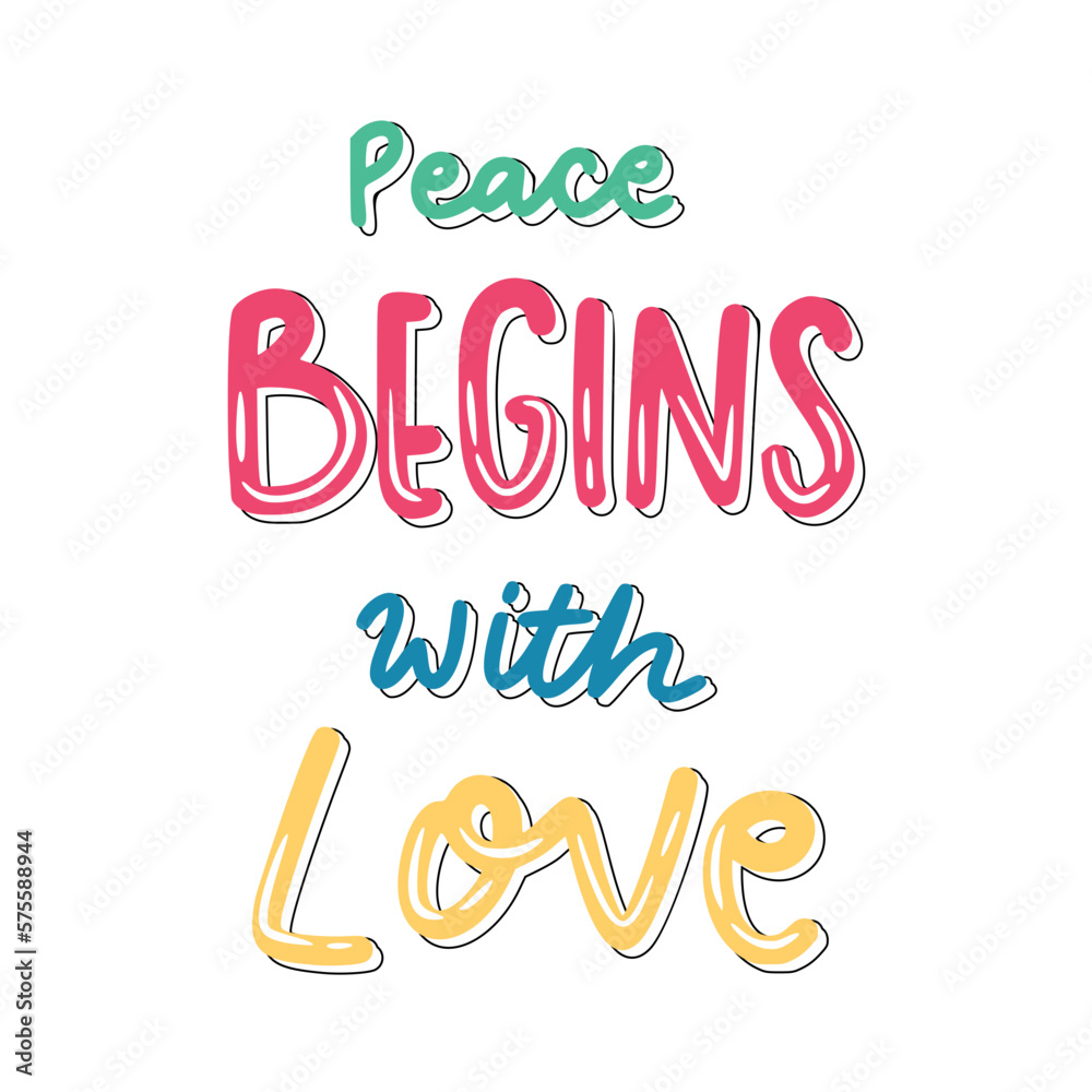 Peace Begins With Love Sticker. Peace And Love Lettering Stickers Peace Begins With Love Sticker. Peace And Love Lettering Stickers