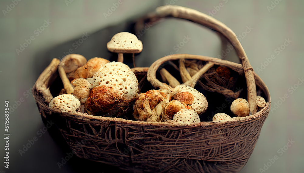 Champignon mushroom on the wooden table. Generative Ai Champignon mushroom on the wooden table. Generative Ai