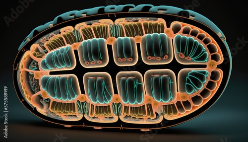 Mitochondria - The Powerhouses of the Cell - Microscopic Image. Generative ai illustration photo